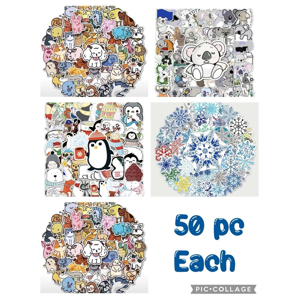 Assorted Whimsical Waterproof Stickers 5 Packs w/ 50 Pieces Each TM14